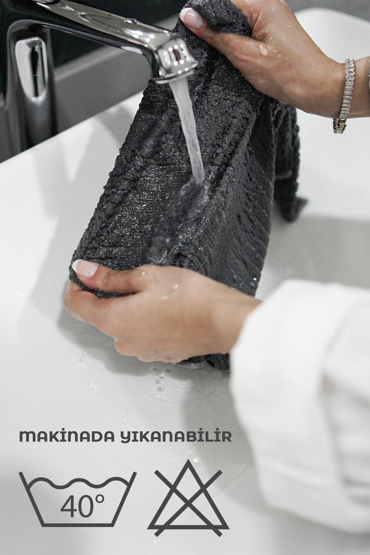 Pazar Kapısı Mikrofiber 3 Lü Temizlik Bezi 30X30 Cm Füme Krem Bej