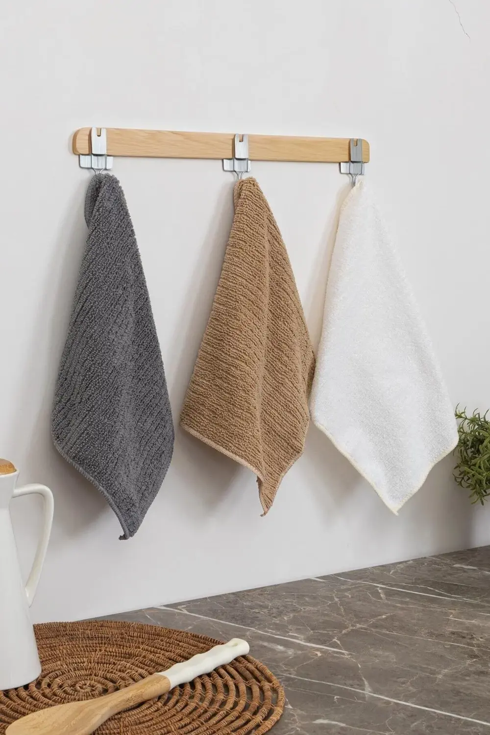 Mikrofiber 3 lü Temizlik Bezi 30x30 cm Füme Krem Bej