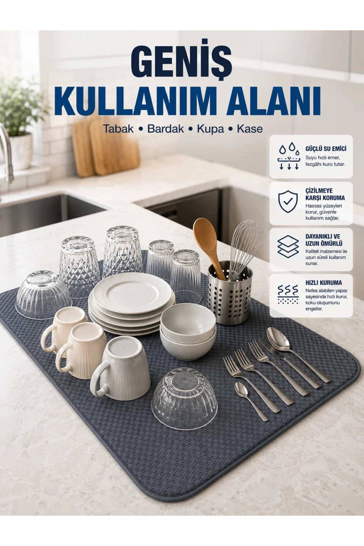 Mikrofiber Bulaşık Kurutma Matı Yüksek Su Emici Mutfak Kurutma Örtüsü Mikrofiber Bulaşık Kurutma Matı Yüksek Su Emici Mutfak Kurutma Örtüsü
