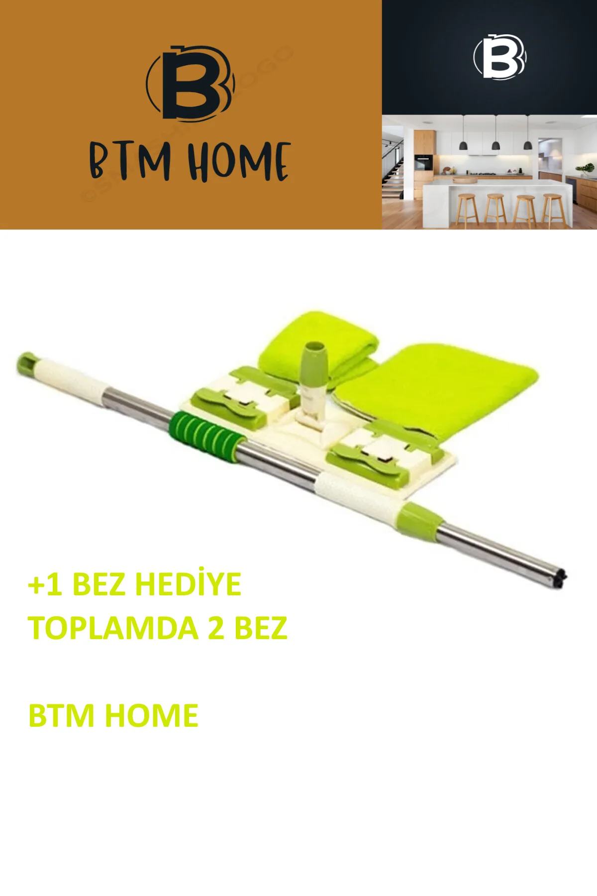 Mikrofiber Mandallı Mop, Teleskopik Saplı Set +1 Yedek Bezli Yeşil Renk Mikrofiber Mandallı Mop, Teleskopik Saplı Set +1 Yedek Bezli Yeşil Renk - Görsel 4