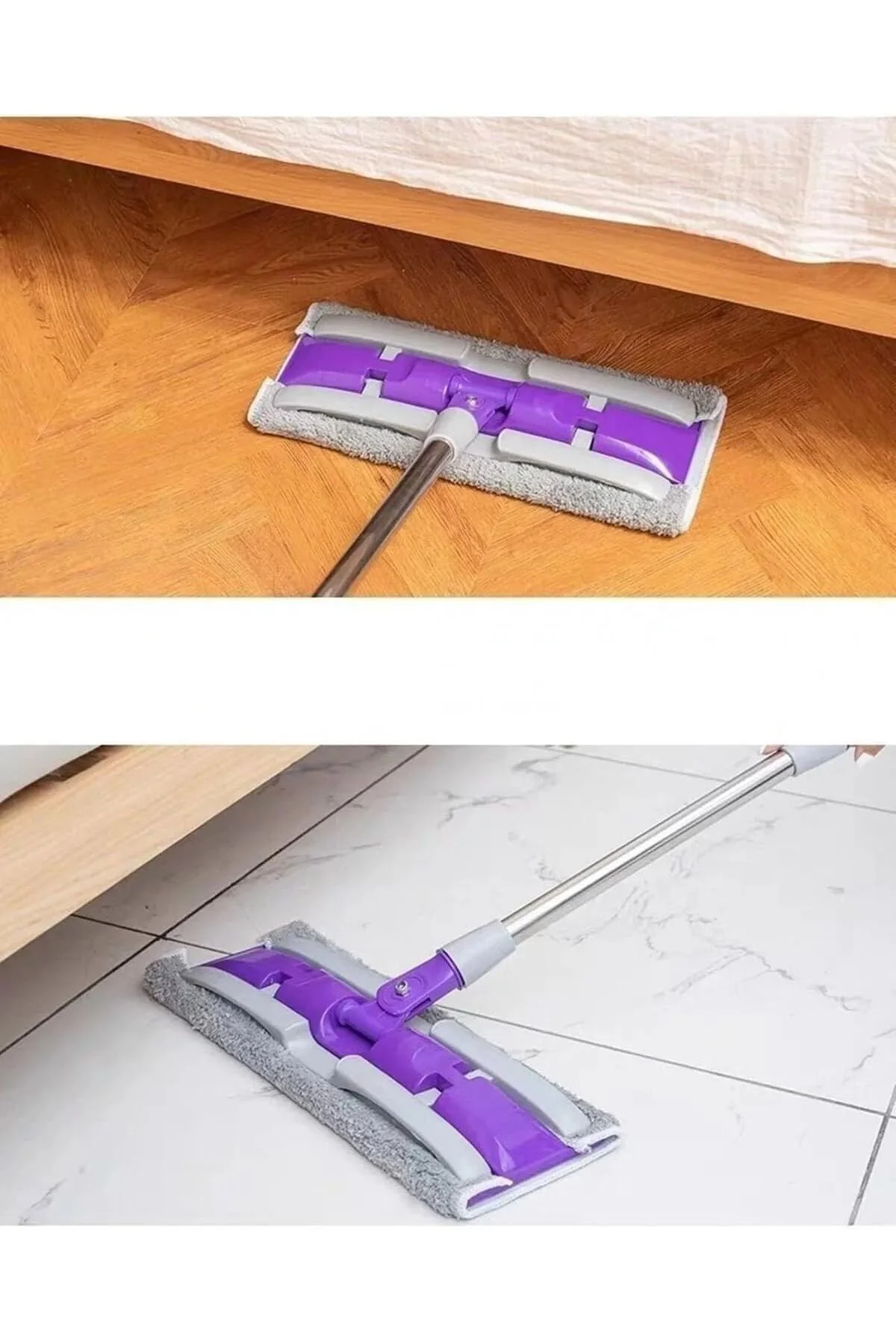 Mikrofiber Mandallı Mop Seti - Teleskopik Saplı, Yedek Bezli, Pra