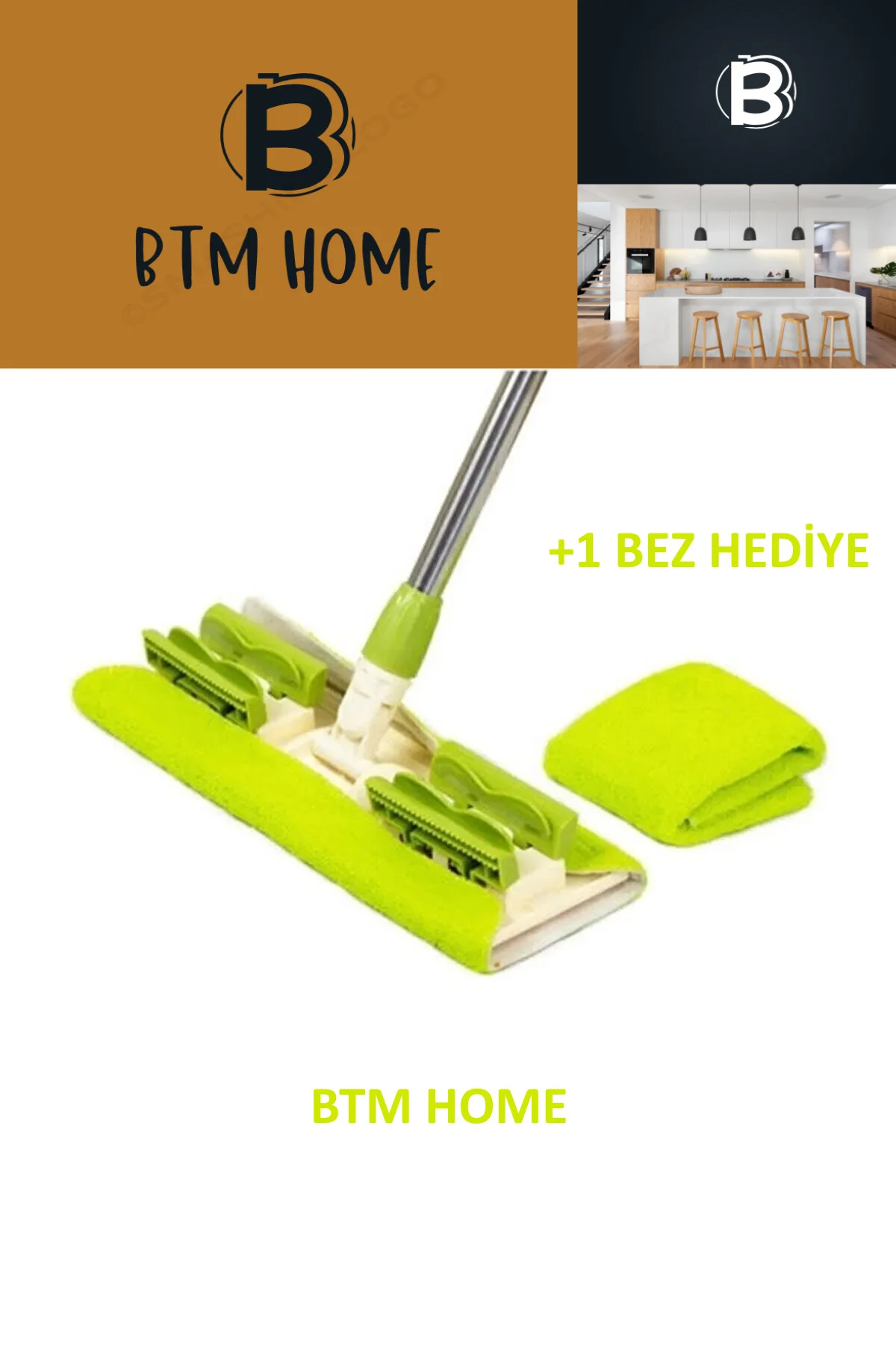 Mikrofiber Mandallı Mop, Teleskopik Saplı Set +1 Yedek Bezli Yeşil Renk Mikrofiber Mandallı Mop, Teleskopik Saplı Set +1 Yedek Bezli Yeşil Renk - Görsel 3