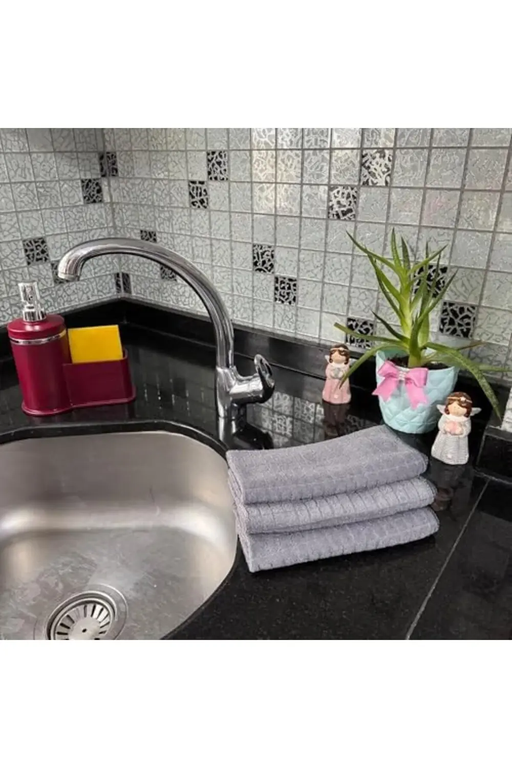 - Mikrofiber Mutfak Temizlik Bezi, Leke Tutmaz Temizlik için Kare