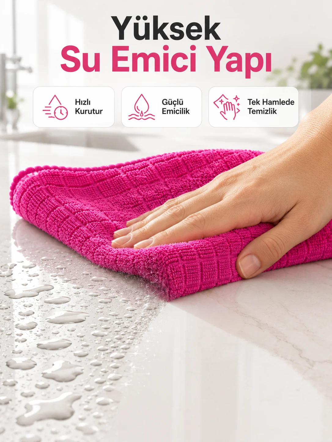 Mikrofiber Temizlik Bezi Cam, Ayna, Mobilya ve Tezgah İçin