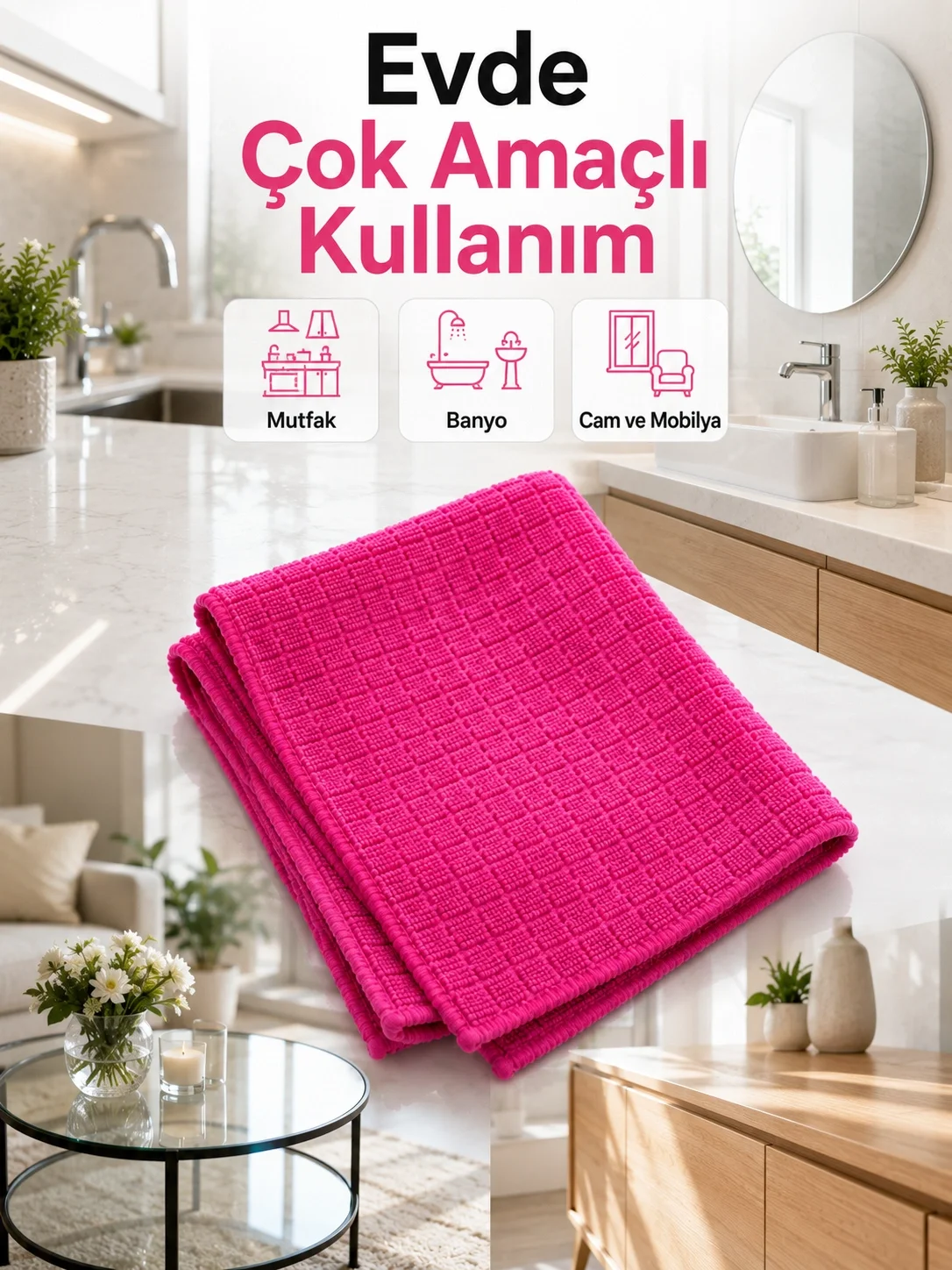 Mikrofiber Temizlik Bezi 40x40 cm Pembe İz Bırakmayan Çok Amaçlı Temizlik Bezi Mikrofiber Temizlik Bezi 40x40 cm Pembe İz Bırakmayan Çok Amaçlı Temizlik Bezi