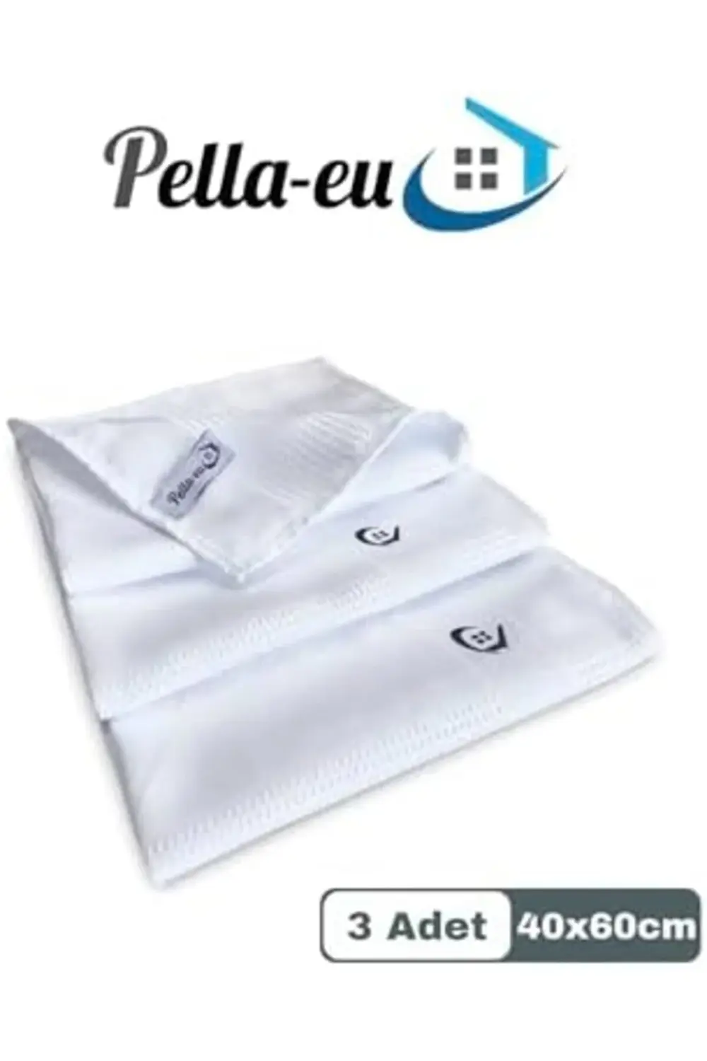 Mikrofiber Temizlik Bezi, 3'lü Set, 40x60 cm, Beyaz, Cam ve Genel