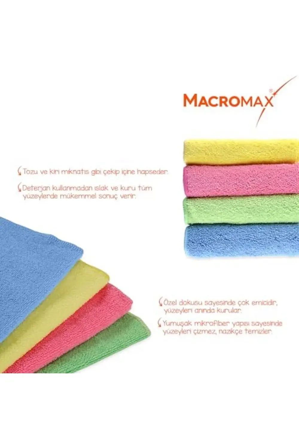 Mikrofiber Temizlik Bezi 4'lü Paket, Çok Amaçlı Toz Alma ve Yüzey