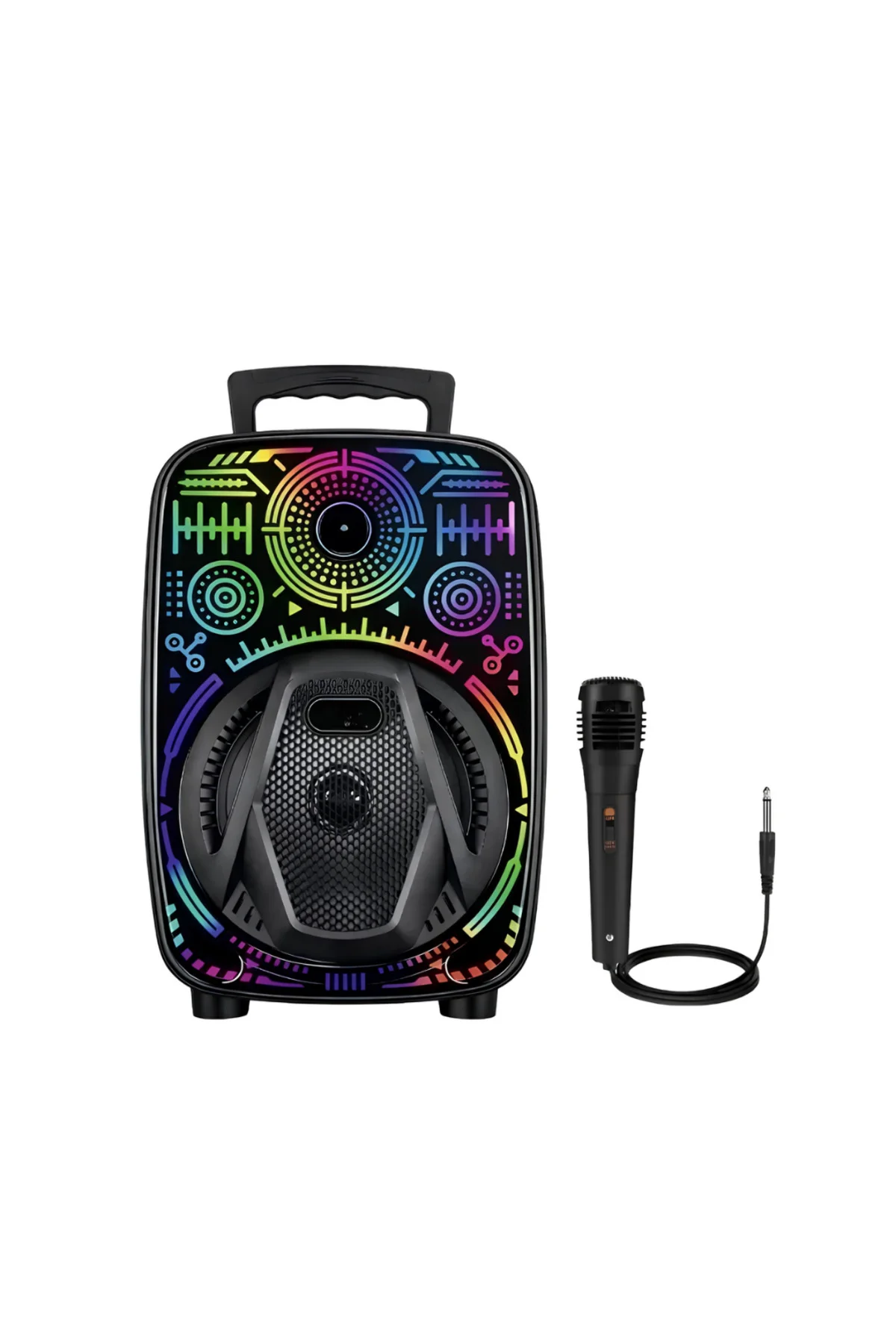 Mikrofonlu Bluetooth Hoparlör 8 İnç RGB Işıklı Taşınabilir Ses Sistemi