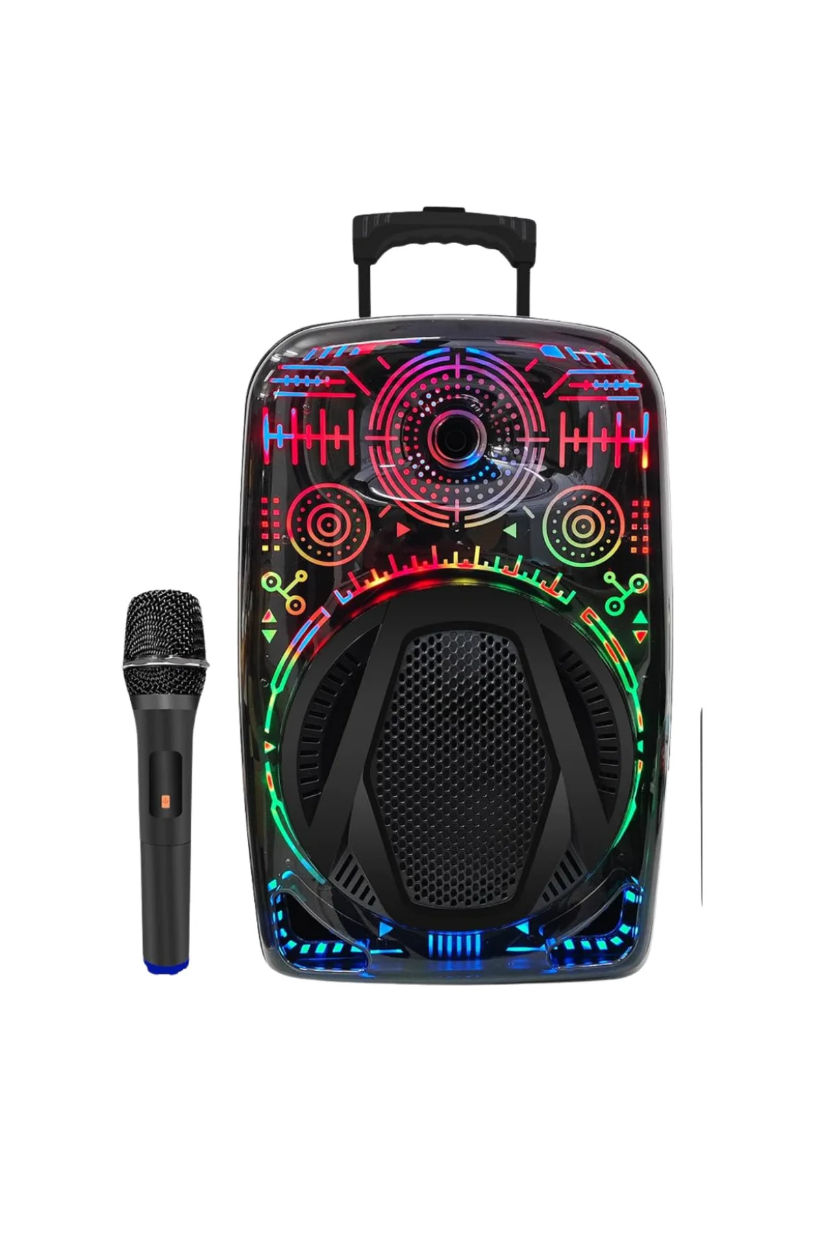 Mikrofonlu Bluetooth Hoparlör 8 İnç RGB Işıklı Taşınabilir Ses Sistemi