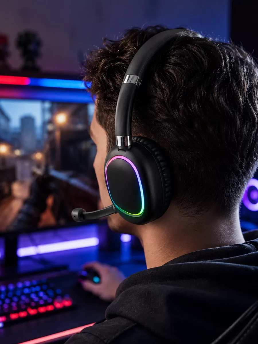 Mikrofonlu Bluetooth Kulaklık RGB Aydınlatmalı ve Type-C Şarjlı - Moda ve Teknoloji Bir Arada