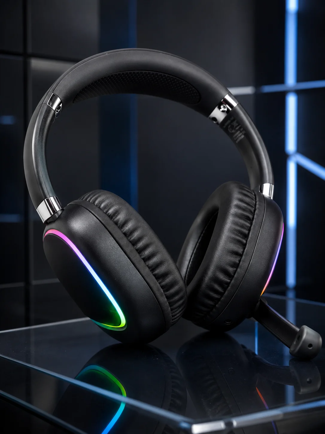 Mikrofonlu Bluetooth Kulak Üstü Kulaklık RGB Aydınlatmalı Type-C Şarjlı
