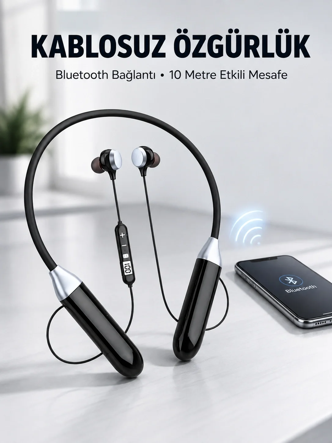 Mikrofonlu Boyun Bantlı Bluetooth Kulaklık Kablosuz Bağlantılı Ses ve Müzik Kontrollü Kulak İçi Kulaklık Fiyatı, Yorumları ve Özellikleri
