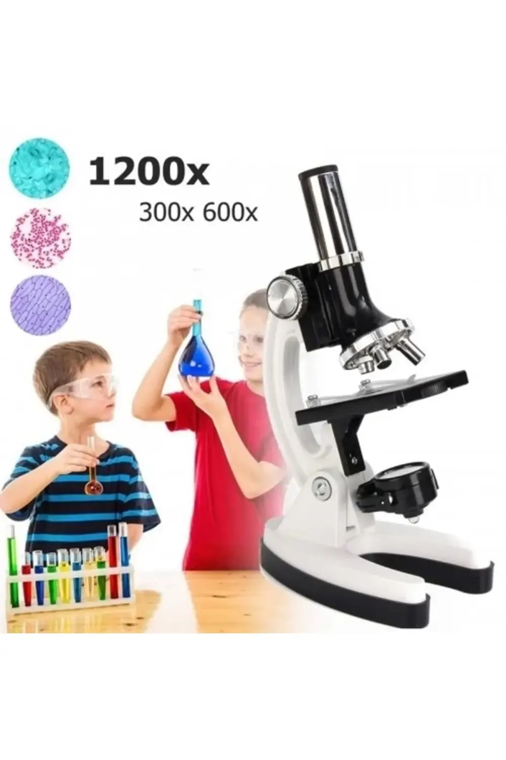 Mikroskop Taşınabilir Set 28 Parça Eğitim Mikroskop Kiti 300x 600