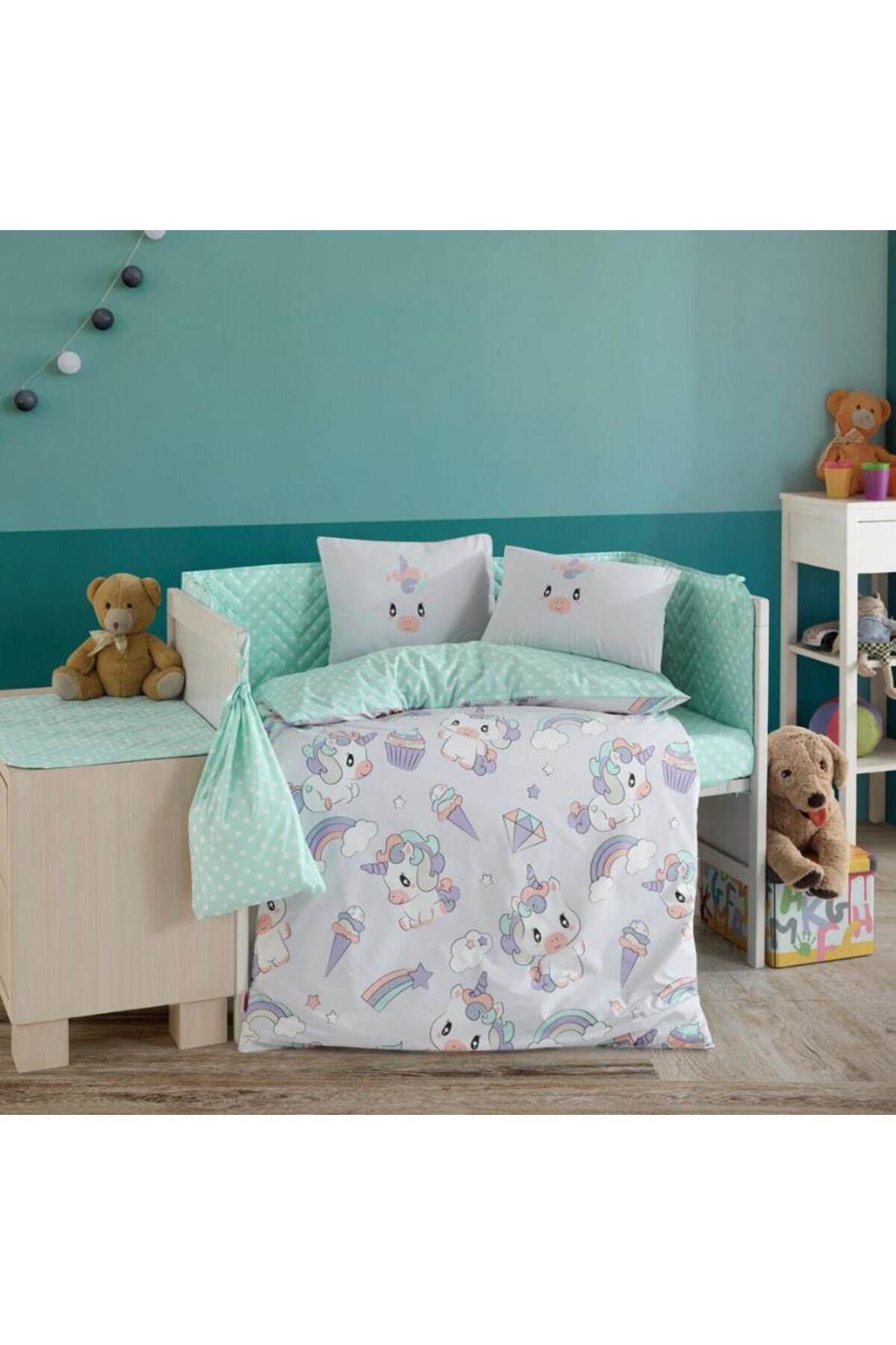 K&A Mila Gri Poplin Bebek Nevresim Takımı