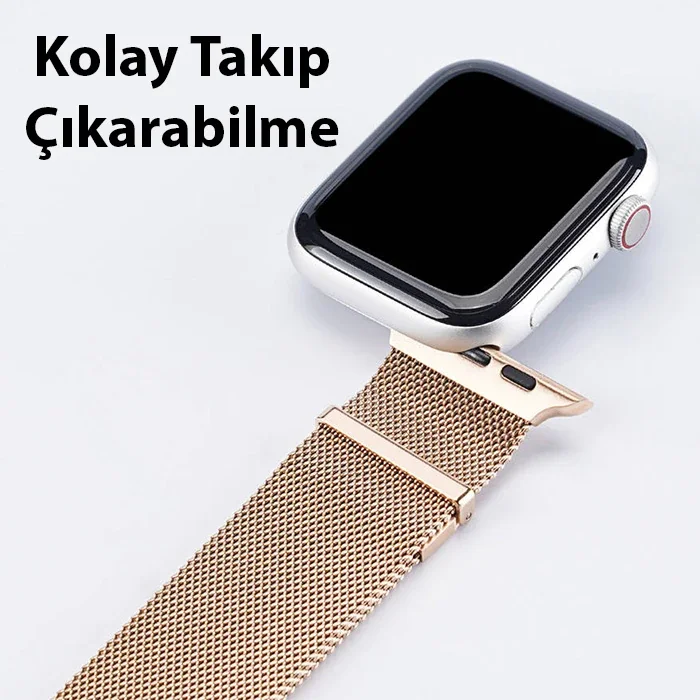 Milanese Manyetik Apple Watch 42/44/45 mm Kayışı – Paslanmaz Çelik Loop Bileklik