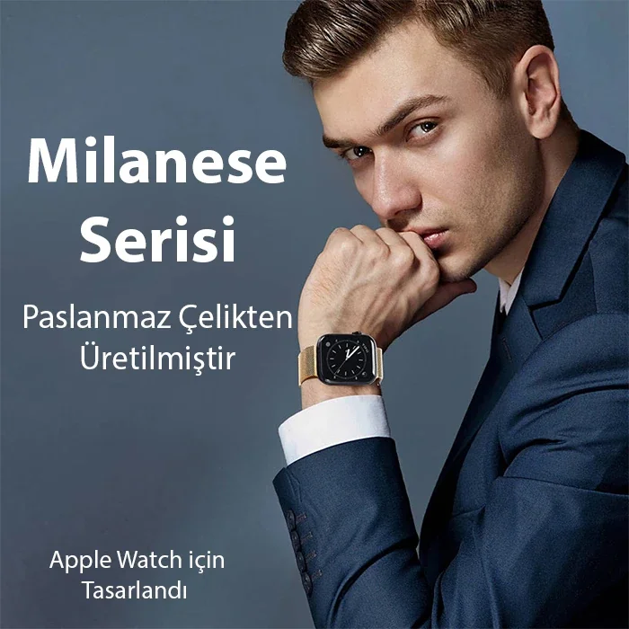 Milanese Manyetik Apple Watch 42/44/45 mm Kayışı – Paslanmaz Çelik Loop Bileklik