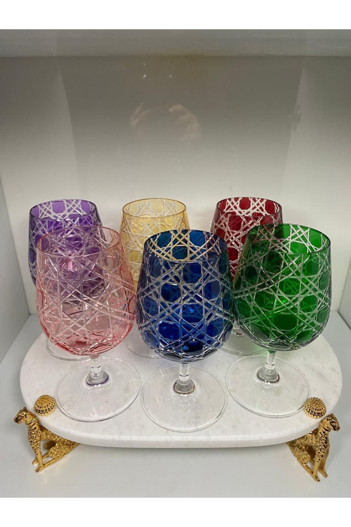 Elif Aksesuar Milano Hasır Model Kahve Yanı Su Bardağı Kadeh 6 Lı