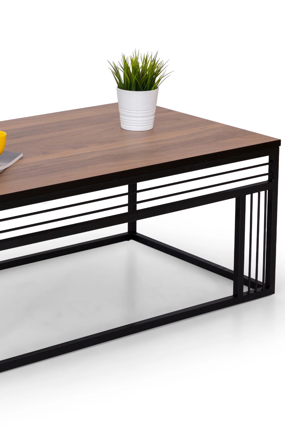 Milano Lüks Orta Sehpa – Metal Ayaklı Traverten Üst Tablalı Dikdö