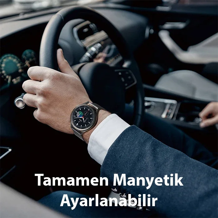 Milano Manyetik Paslanmaz Çelik Saat Kordonu 22 mm - Galaxy Watch 3/Watch S3 & Huawei GT3/GT3 Pro 46 mm Uyumlu