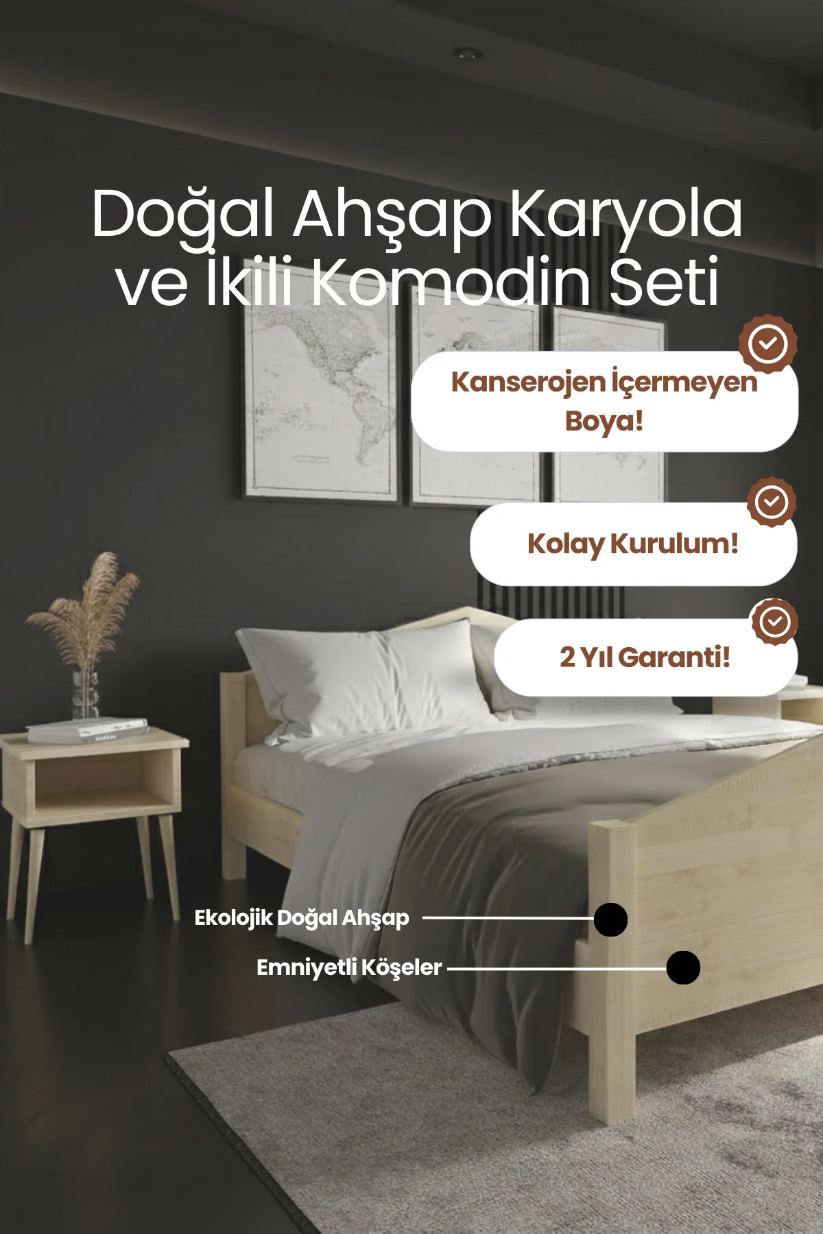 Milano Masif Çam Karyola ve İki Adet Komodin Seti - Çift Taraflı Başlık Model Karyola ve Komodin Set Milano Masif Çam Karyola ve İki Adet Komodin Seti - Çift Taraflı Başlık Model Karyola ve Komodin Set Fiyatı, Yorumları ve Özellikleri