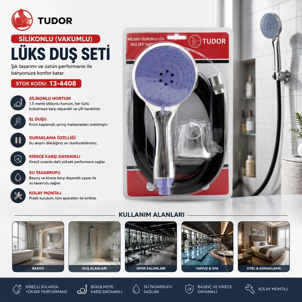 Milano Vakumlu - Silikon Lüks Duş Seti Duş Başlık=mix Silikon Hortum=1.5mt Mafsal=3 Kademe Bx40 Fiyatı, Yorumları ve Özellikleri