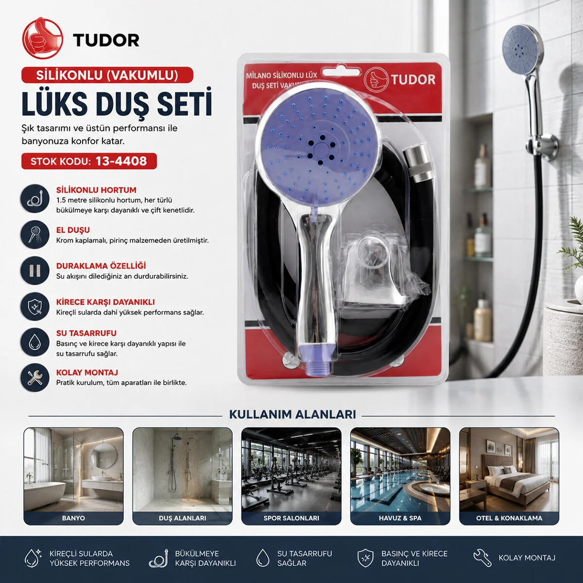 Milano Vakumlu - Silikon Lüks Duş Seti Duş Başlık=mix Silikon HORTUM=1.5MT MAFSAL=3 Kademe Milano Vakumlu - Silikon Lüks Duş Seti Duş Başlık=mix Silikon HORTUM=1.5MT MAFSAL=3 Kademe