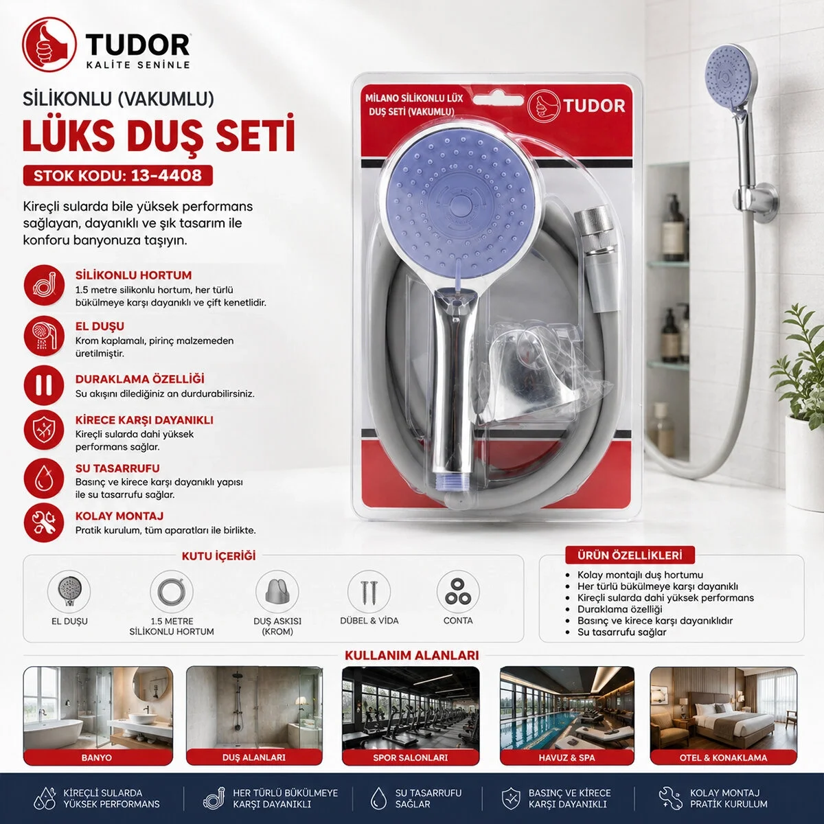 Milano Vakumlu - Silikon Lüks Duş Seti Duş Başlık=mix Silikon Hortum=1.5mt Mafsal=3 Kademe Bx40 Fiyatı, Yorumları ve Özellikleri