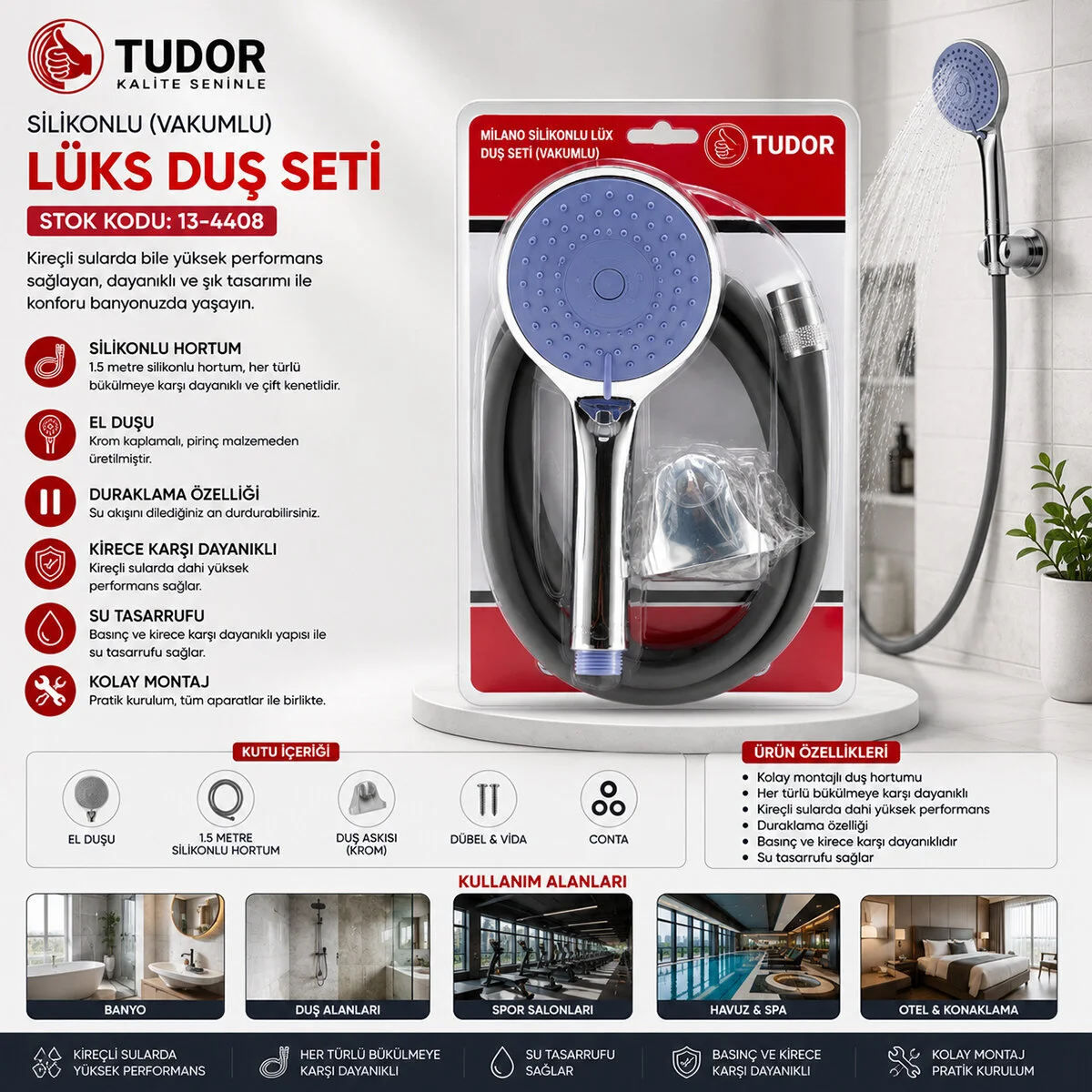 Milano Vakumlu - Silikon Lüks Duş Seti Duş Başlık=mix Silikon HORTUM=1.5MT MAFSAL=3 Kademe Milano Vakumlu - Silikon Lüks Duş Seti Duş Başlık=mix Silikon HORTUM=1.5MT MAFSAL=3 Kademe