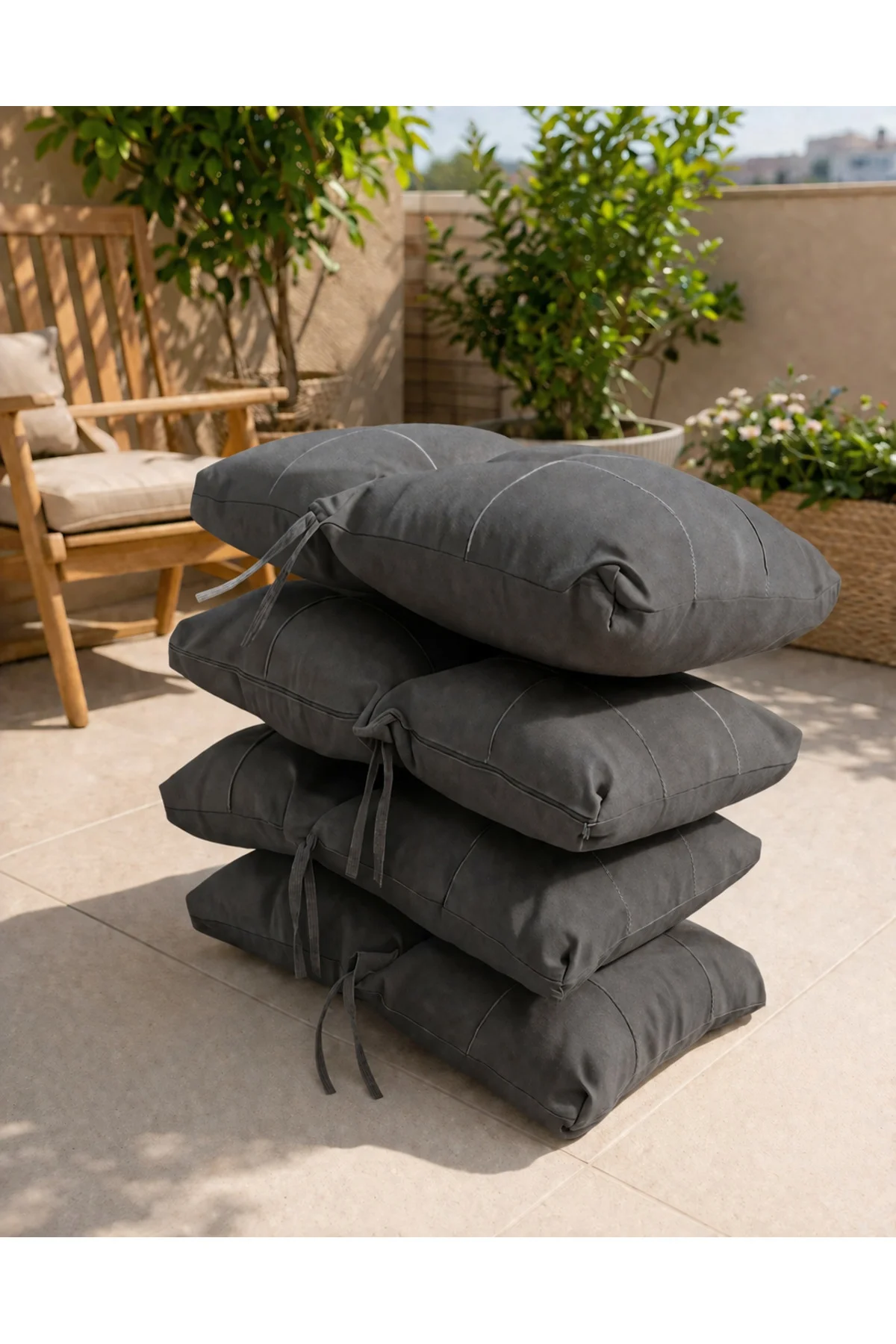 Milas Premium Bahçe & Balkon Minder Seti 4’lü (Kalın Dolgulu, Bağ