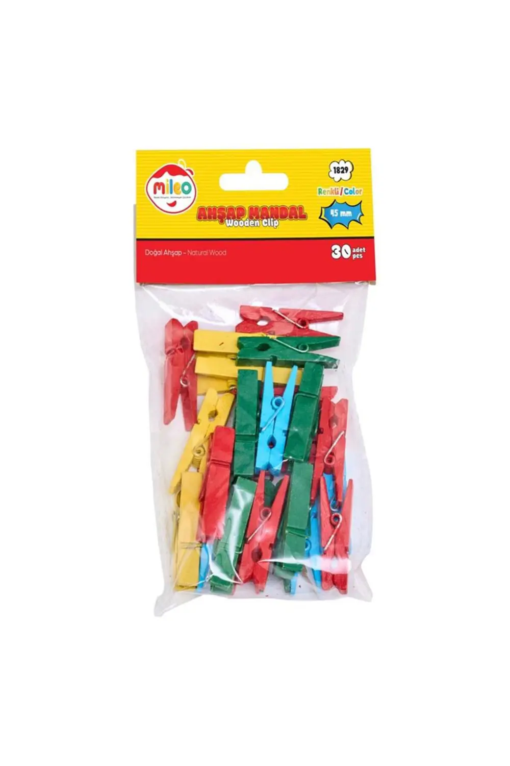 Mileo Ahşap Mandal 45mm Renkli 1829