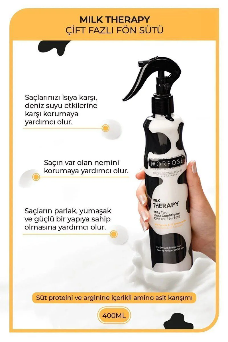 Milk Therapy Çift Fazlı Kondisyoner Fön Suyu 400 ML - Isı Korumalı Saç Bakımı Fiyatı, Yorumları ve Özellikleri