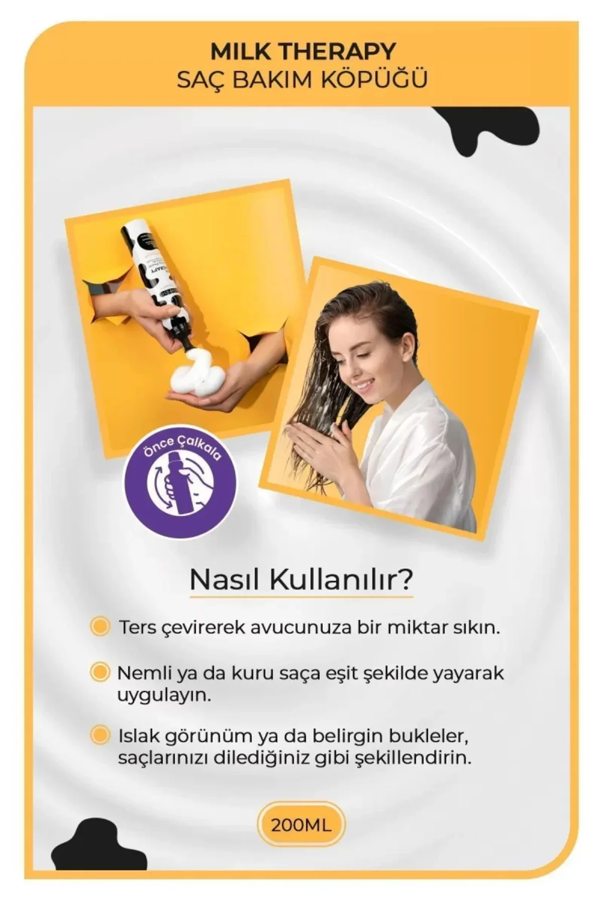 Milk Therapy Kremsi Saç Bakım Köpük 200 ML - Besleyici Koruyucu -
