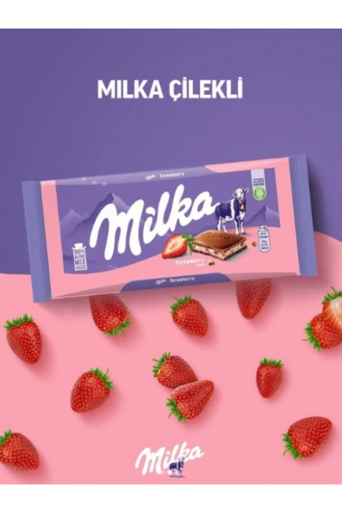 MİLKAÇilekli Yoğurtlu Tablet Çikolata 100 G