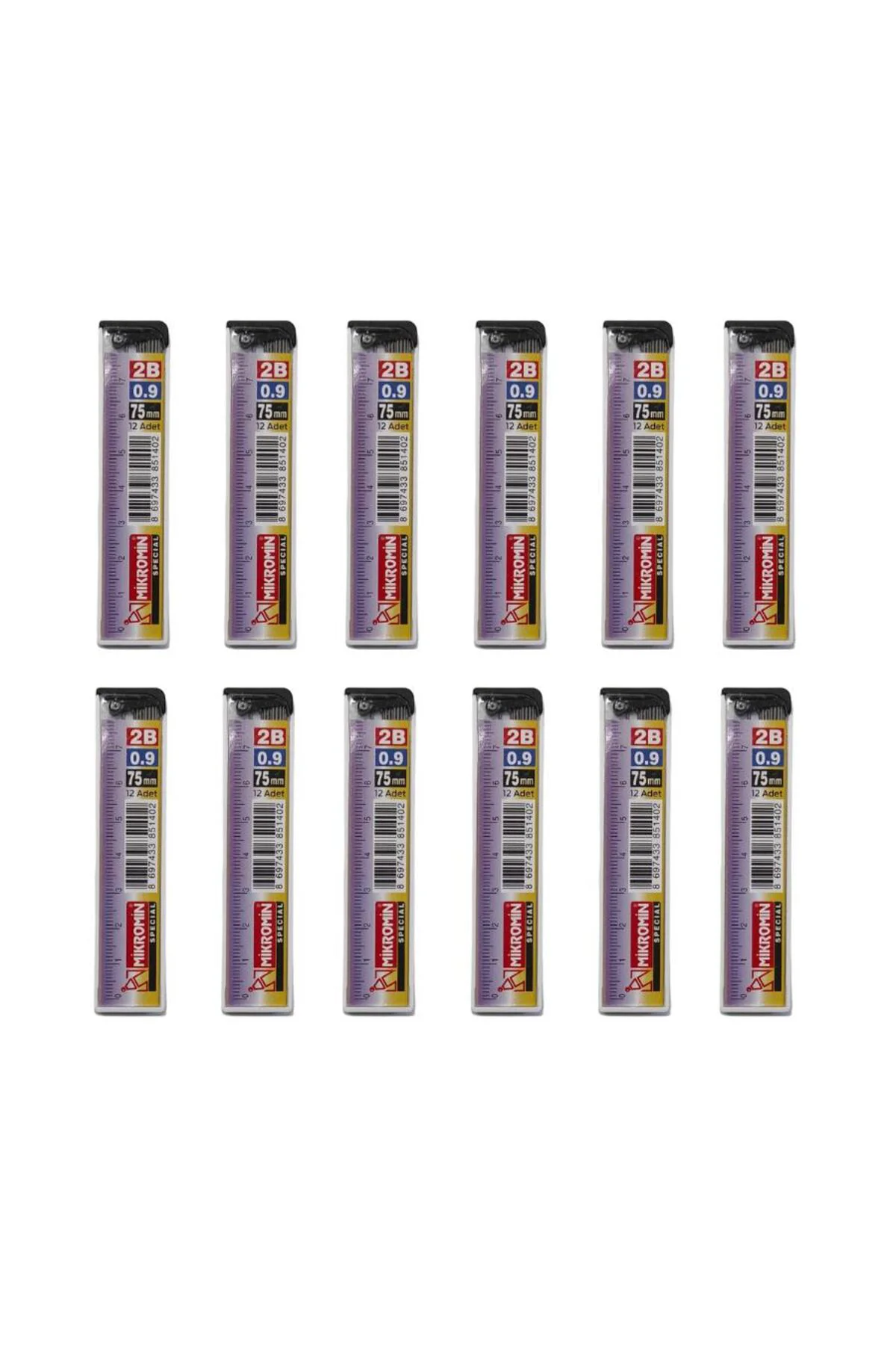 Min 0.9 Mm Cetvelli Kalem Ucu 75 Mm Uç 12 Adet