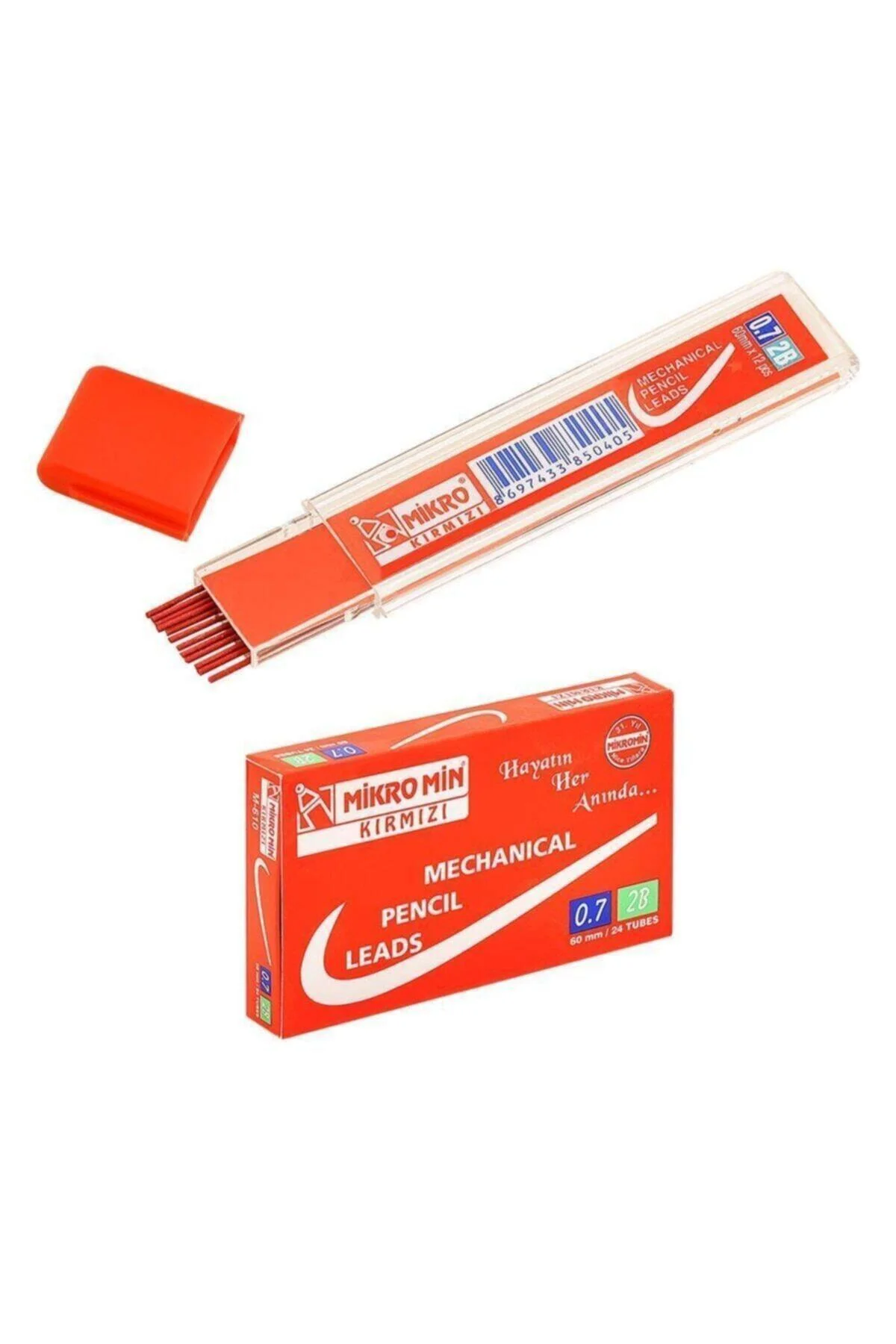 Min Kırmızı 0,7 Mm Versatil Kalem Ucu 60 Mm 24 Lü (1 Paket 24 Tüp
