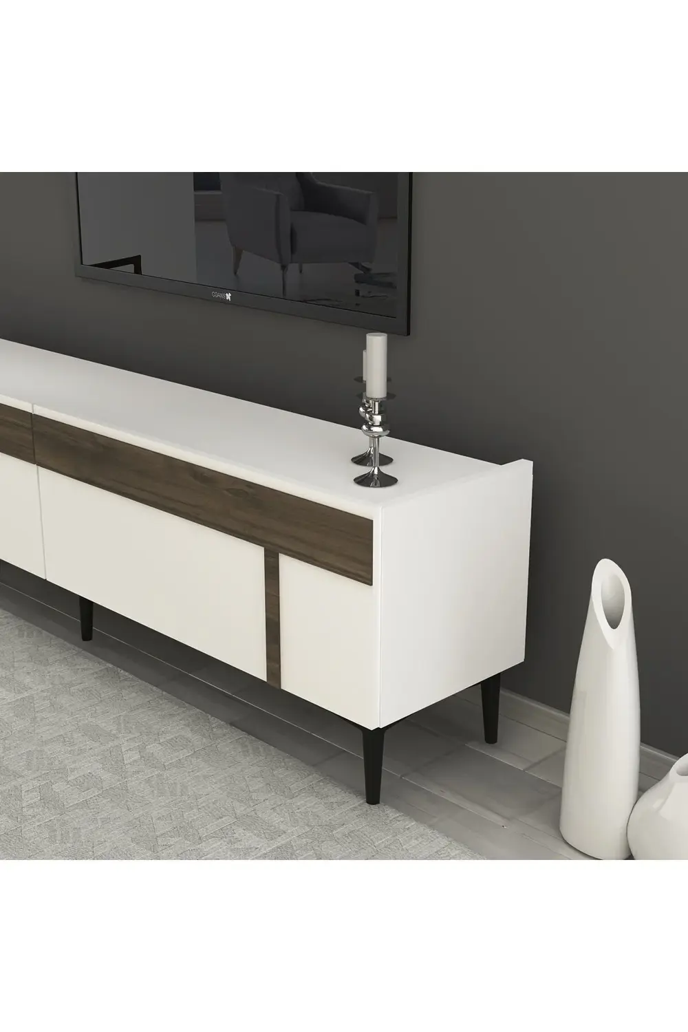 MİNA 15 CM SEHPA,TV ÜNİTESİ MOBİLYA AYAĞI ( 4 ADET) SİYAH