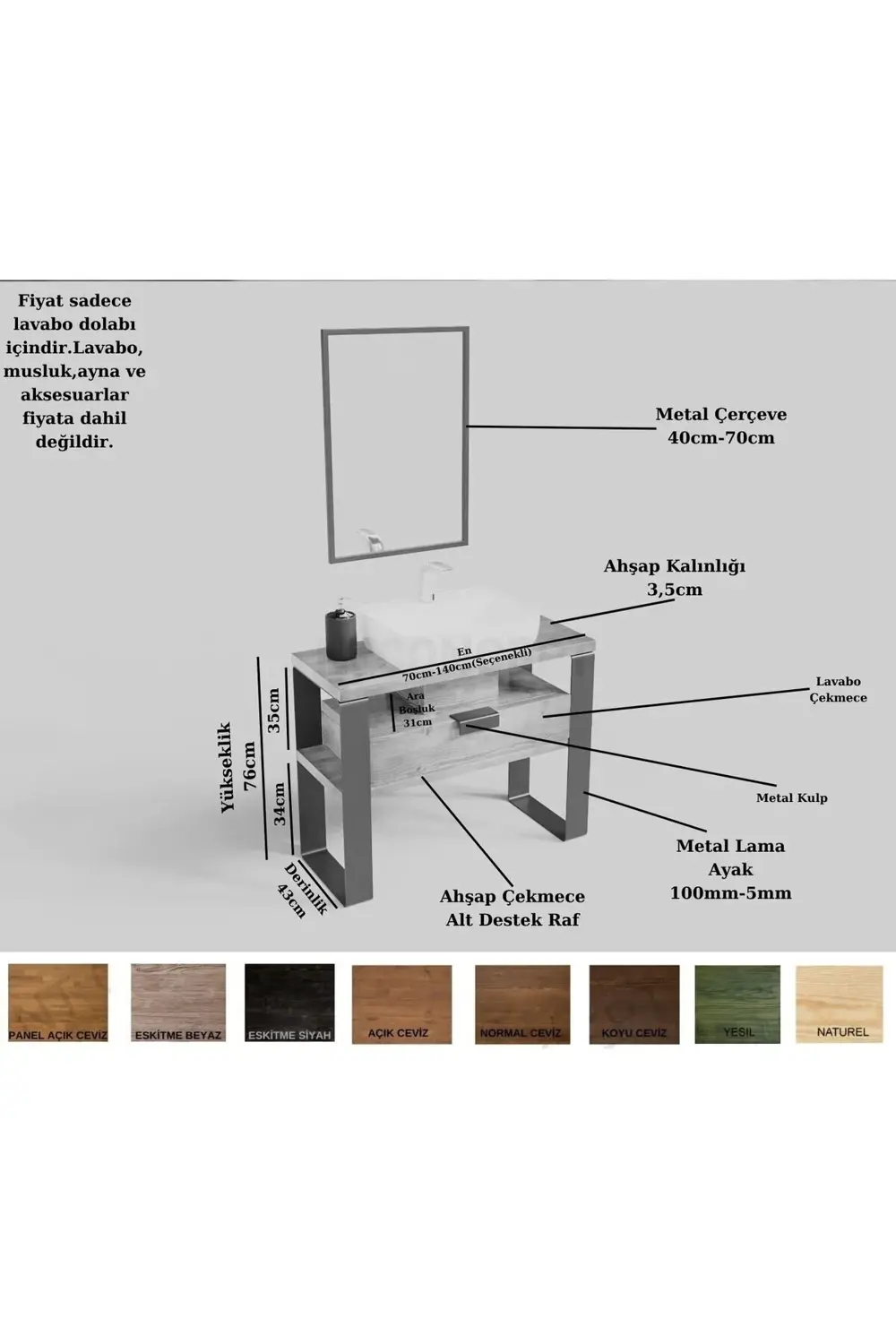 Mina Doğal Ahşap Hilton 2'li set(90cm'lik)