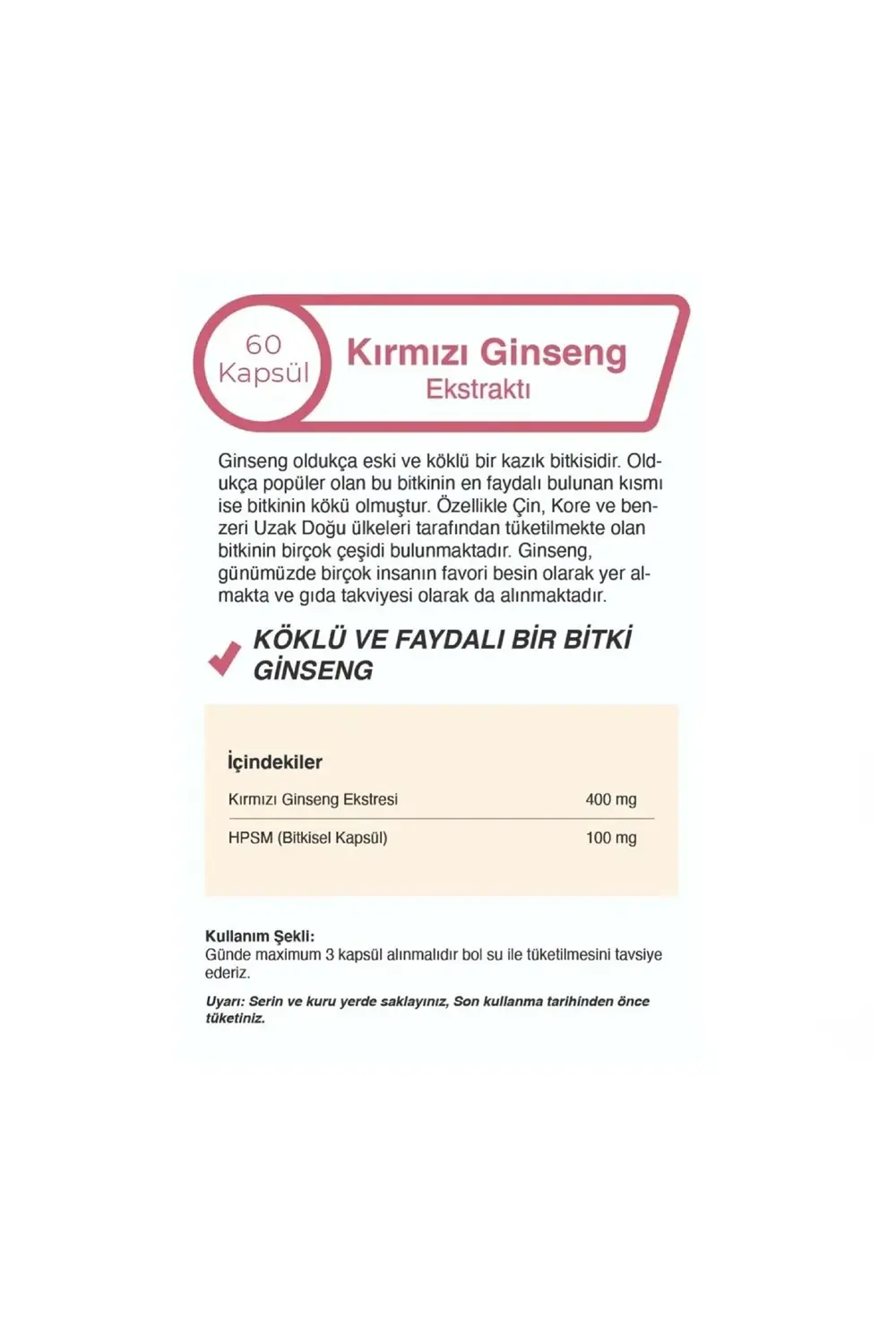 Zühre Mindivan Kırmızı Ginseng Extractı 60 Kapsül