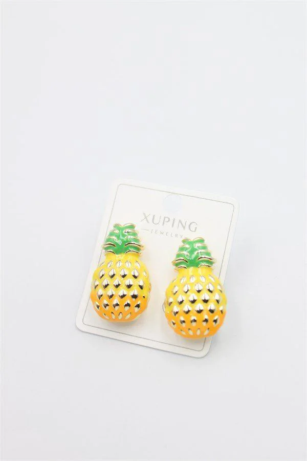 Mineli Ananas Küpe - Altın Kaplama Şık Takı Mineli Ananas Küpe - Altın Kaplama Şık Takı