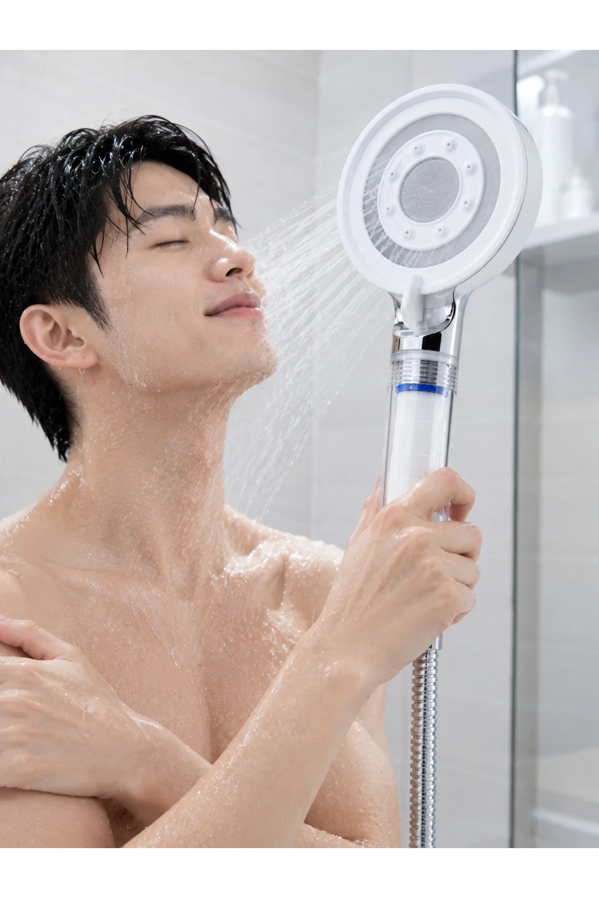 Mineral Taşlı Filtreli Duş Başlığı Güçlü Su Basınçlı Banyo Başlığı - Görsel 3