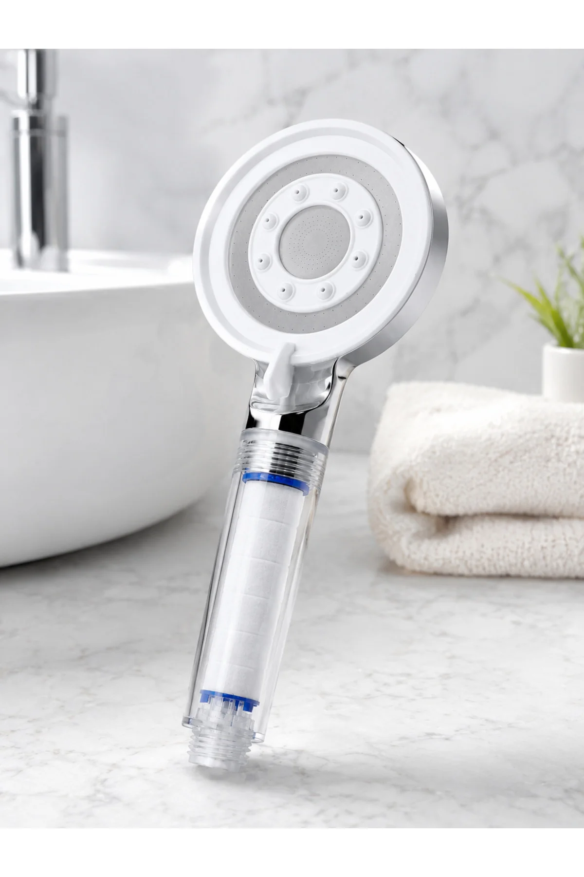 Mineral Taşlı Filtreli Duş Başlığı Güçlü Su Basınçlı Banyo Başlığı - Görsel 4
