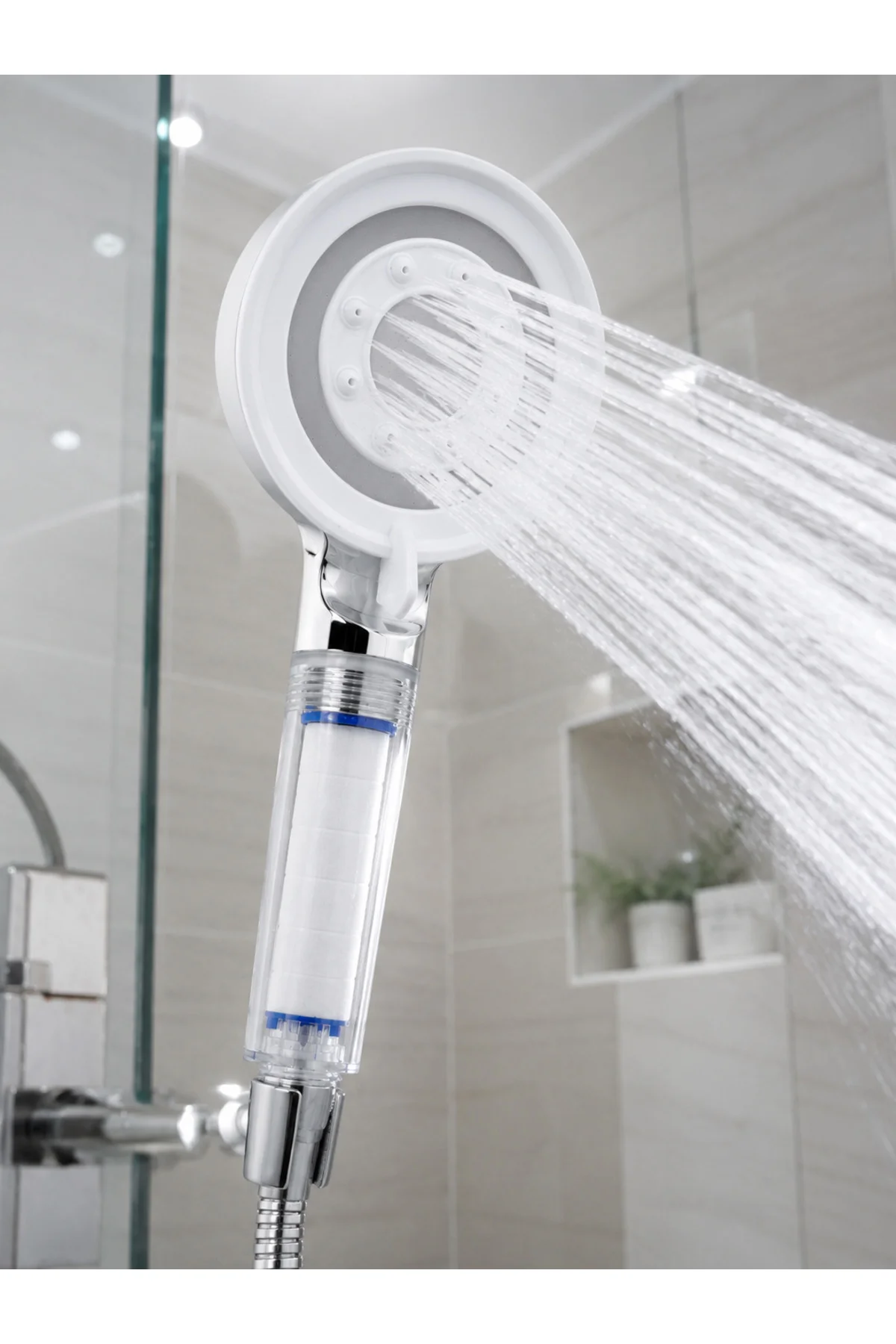 Mineral Taşlı Filtreli Duş Başlığı Güçlü Su Basınçlı Banyo Başlığı - Görsel 5