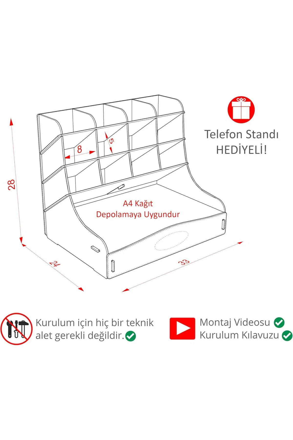 Mingitav Chamber 12 Gözlü Büyük Boy Masaüstü Kalemlik Düzenleyici