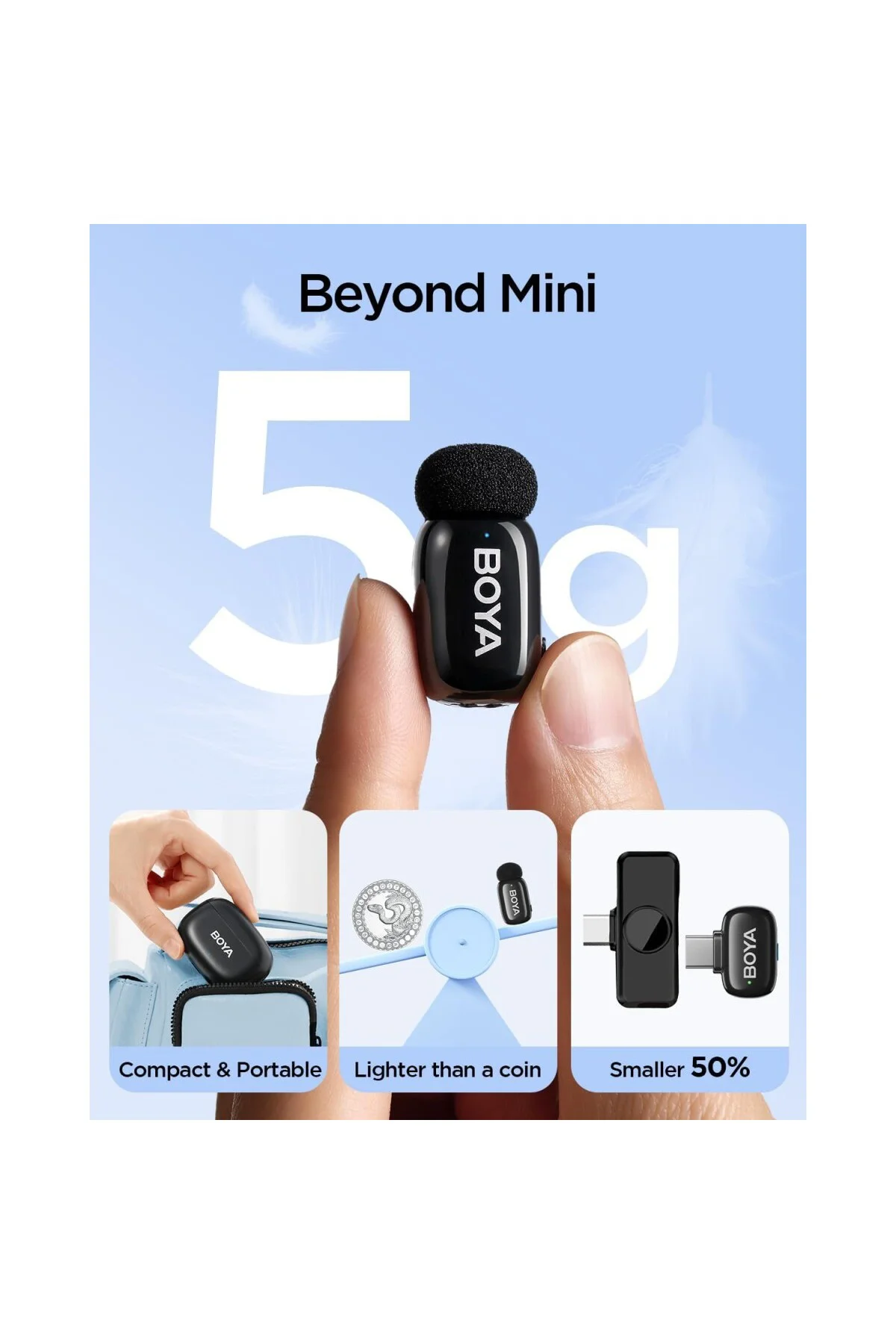 Mini 2 AI Kablosuz Yaka Mikrofonu Type-C Mat Siyah - SKU02