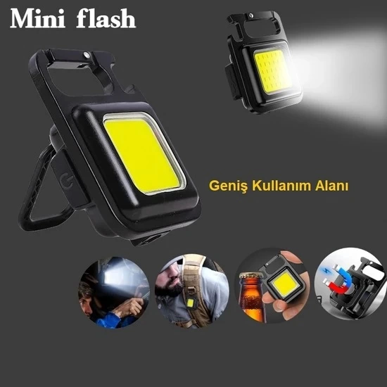 Mini 30 Ledli  Mıknatıslı Anahtarlık Flash Kamp Lambası Askılı Ka