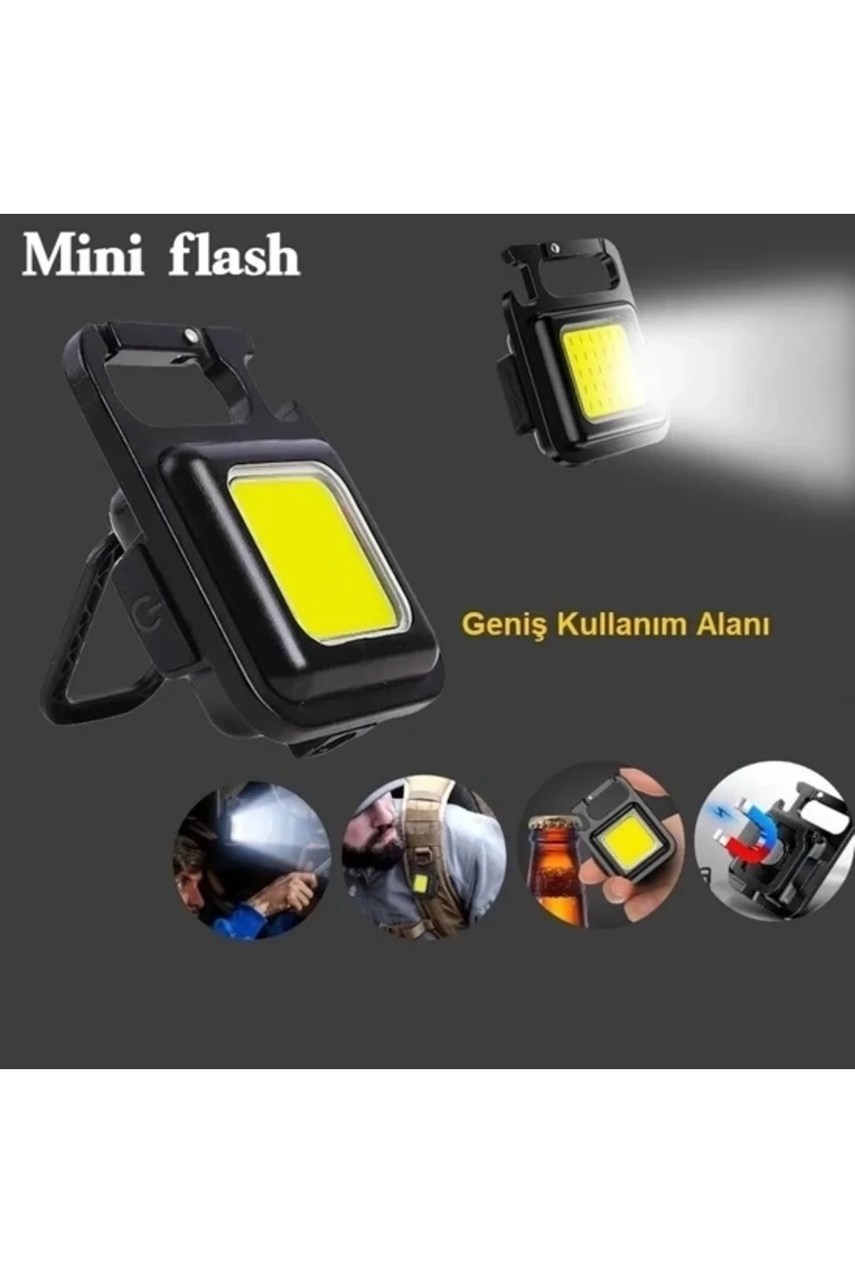 Mini 30 Ledli Mıknatıslı Anahtarlık Flash Kamp Lambası Askılı Kap