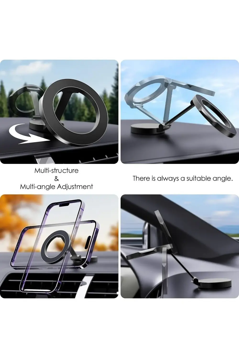 Mini 360° Oynar Başlık Metal Araç İçi Telefon Tutucu,  Samsung,Ip