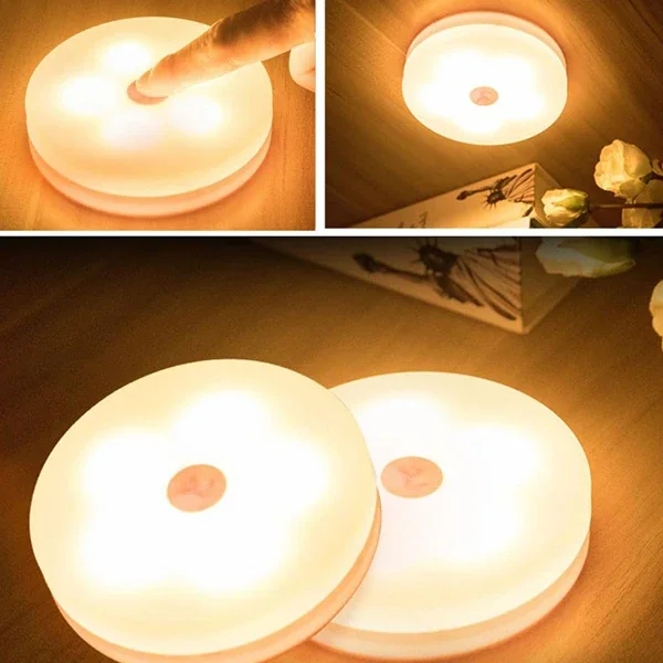 Mini 5 Led USB Şarjlı Tuşlu Gece Lambası - Kablosuz Dolap Işığı