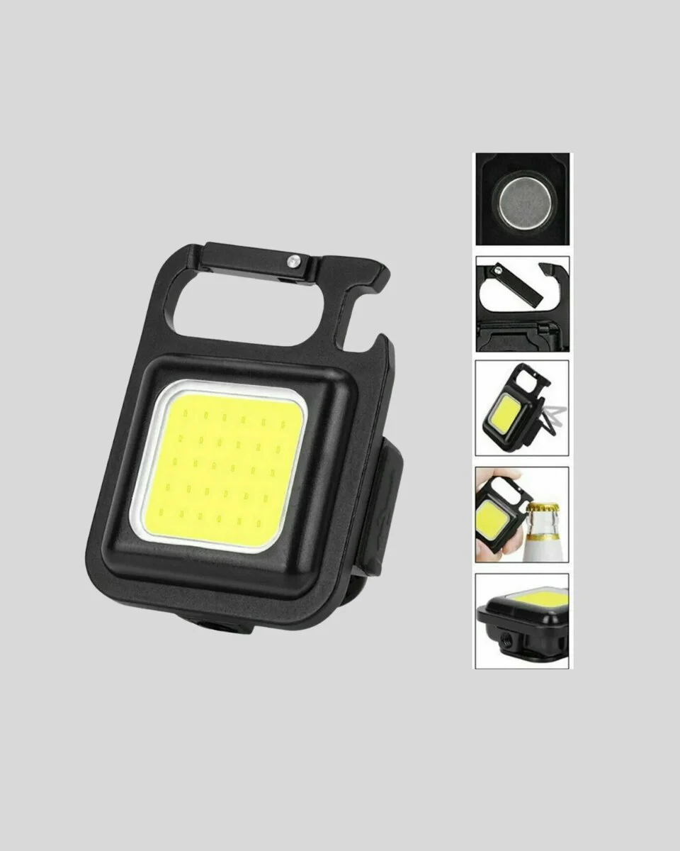 Mini 800 Lümen LED El Feneri – USB Şarjlı 3 Kademeli Işık Şişe Açacaklı Taşınabilir Tasarım