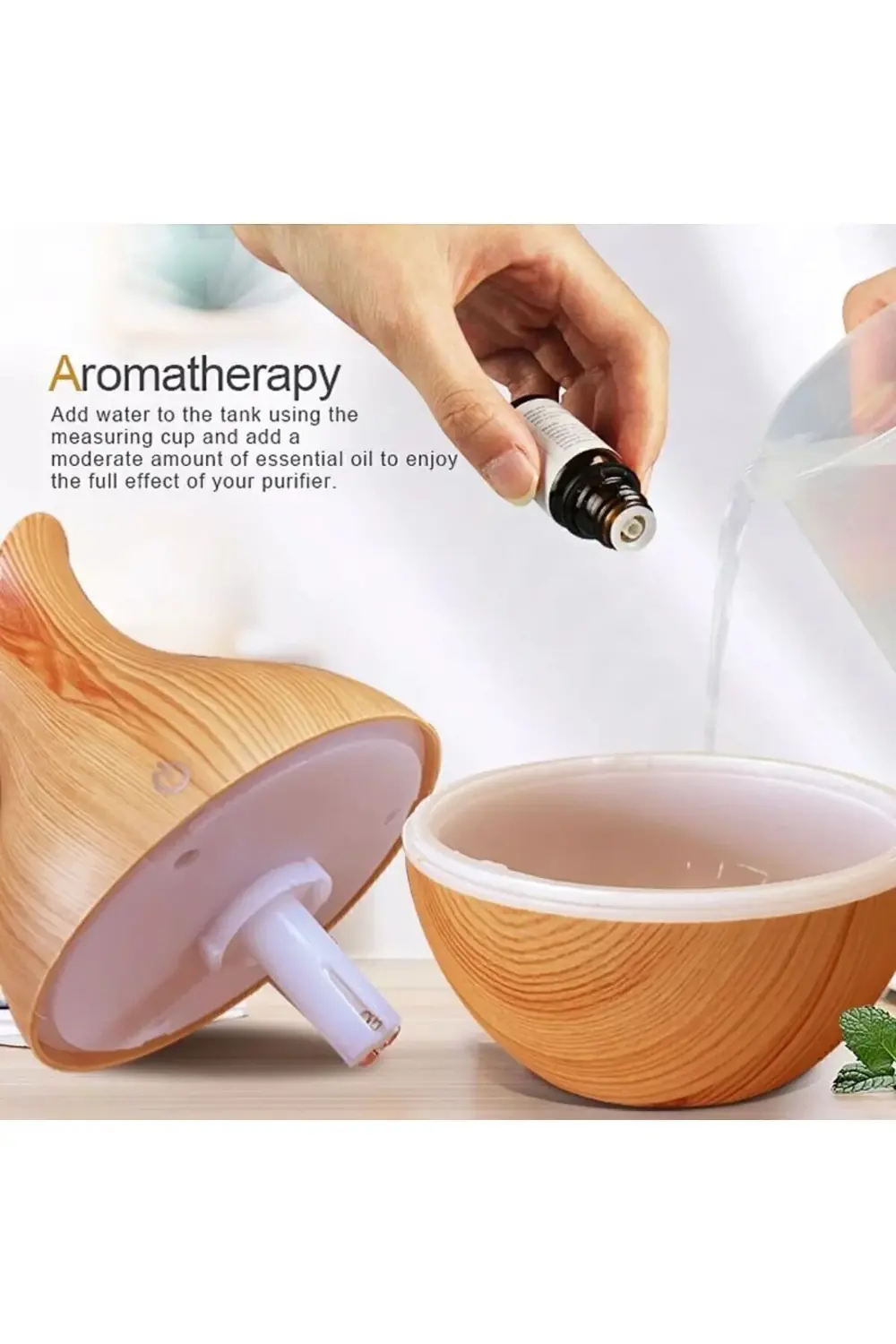 Mini Ahşap Hava Nemlendirici Buhar Makinesi Aromaterapi Koku Yayı